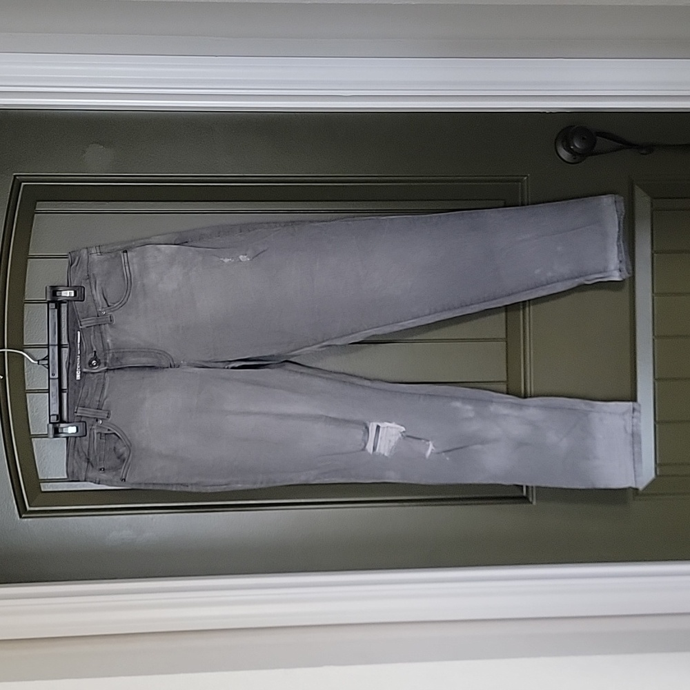 INC Denim, gray, distressed boyfriend cut, straight leg jeans